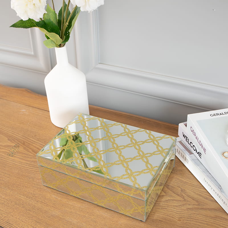 جعبه جواهر آینه شیشه ای با