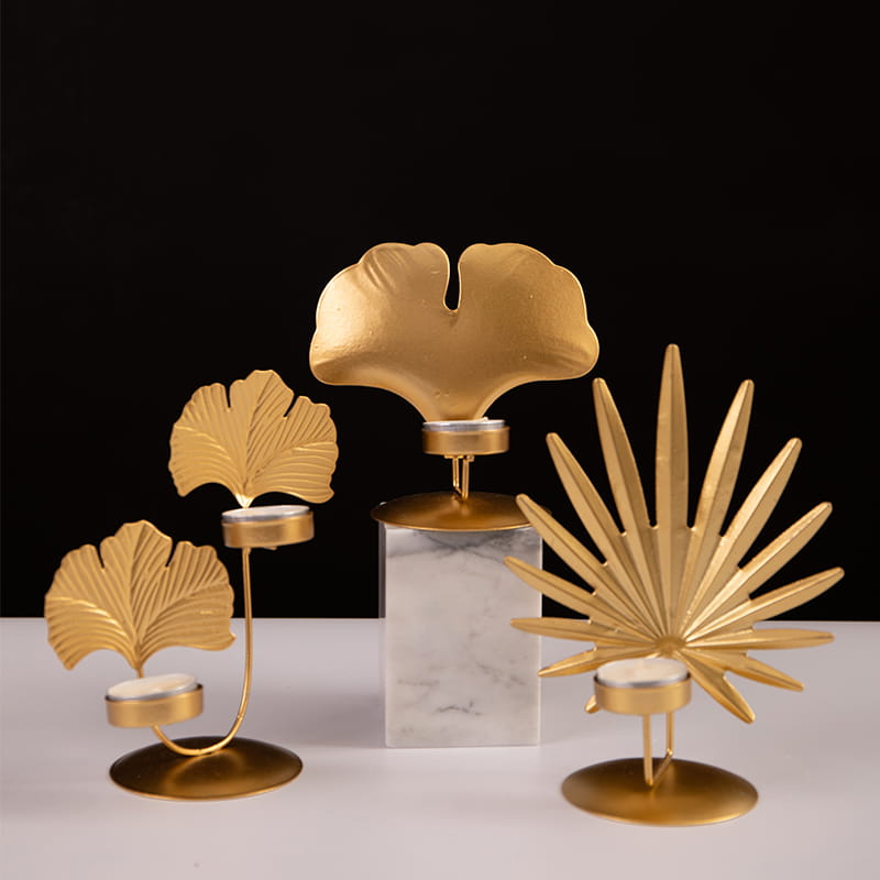 جا شمع شمعی فلزی به شکل برگ های متفاوت برای مجالس تزیین عروسی یا دکوراسیون روزمره منزل